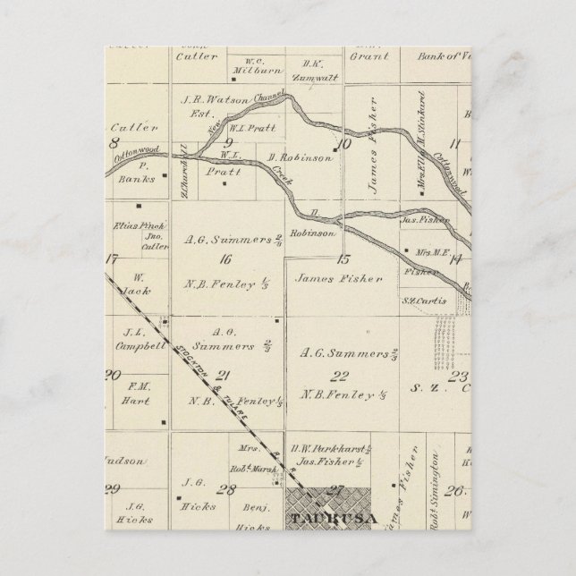T17S R25E Tulare County Section Karta Vykort (Framsida)
