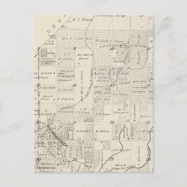 T18S R21E Tulare County Section Karta Vykort (Framsida)