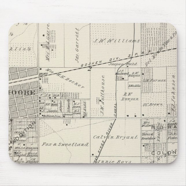 T19S R20E NE 1/4 Tulare County Section Karta Musmatta (Framsidan)