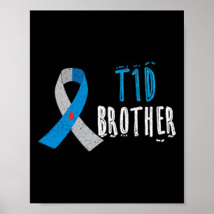 T1d Blåraband typ 1 Medvetenhet om diabetes Poster