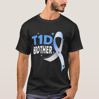 T1D Bror Typ 1 Diabetes Medvetenhet Syskon Blå T Shirt