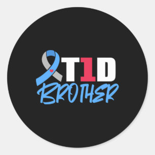 T1D Brother Type 1 Diabetes Awareness Syskon Runt Klistermärke