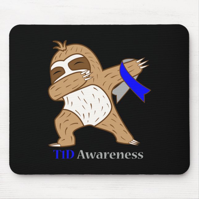 T1d Diabetes Awareness Ribbon Dabbing Sloth Warrio Musmatta (Framsidan)
