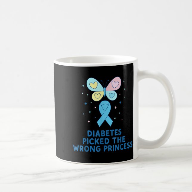 T1d Diabetes Krigare Fjärils Prinsessa Diabetes A Kaffemugg (Höger)