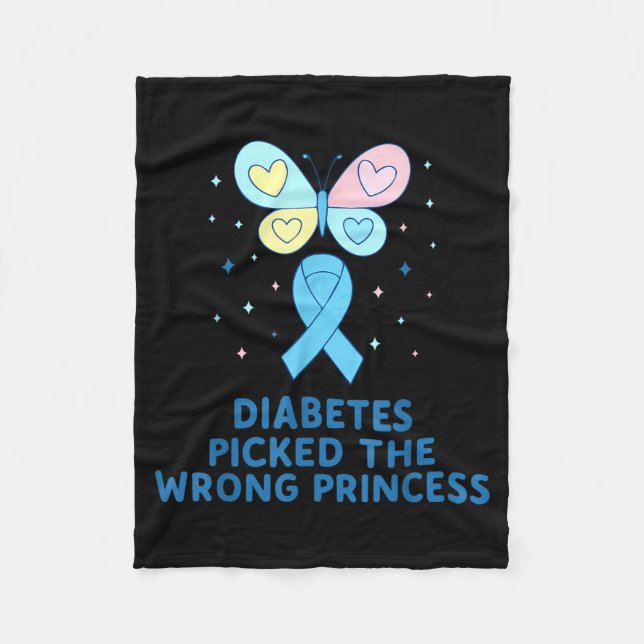 T1d Diabetes Warrior Butterfly Princess Diabetes A Fleecefilt (Framsidan)