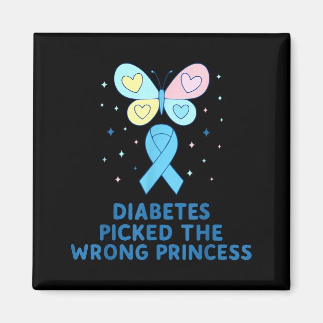 T1d Diabetes Warrior Butterfly Princess Diabetes A Magnet (Framsidan)