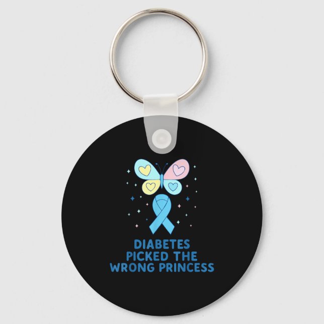 T1d Diabetes Warrior Butterfly Princess Diabetes A Nyckelring (Framsida)