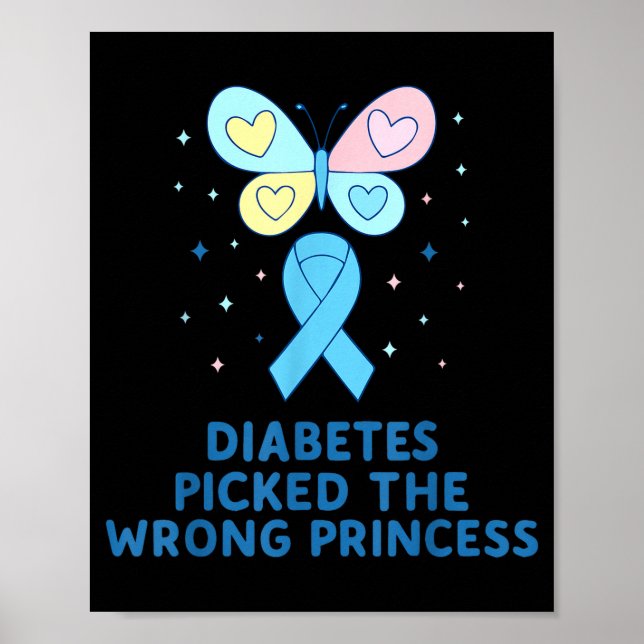 T1d Diabetes Warrior Butterfly Princess Diabetes A Poster (Framsidan)