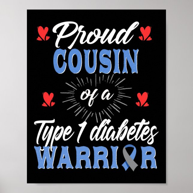 T1D Doud Cousin Diabetes Medvetenhet Insulin typ 1 Poster (Framsidan)