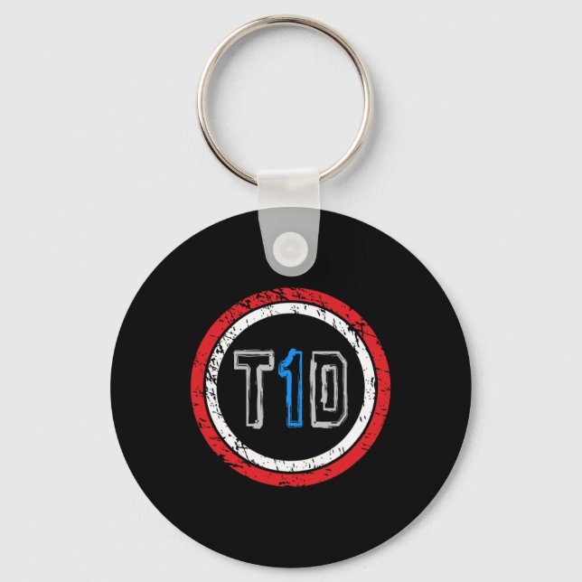 T1d Emblem Typ 1 Diabetes Medvetenhet  Nyckelring (Framsida)