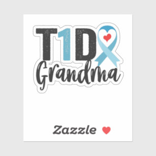 T1D Grandma Diabetes Awareness Ribbon Family Gift Klistermärken