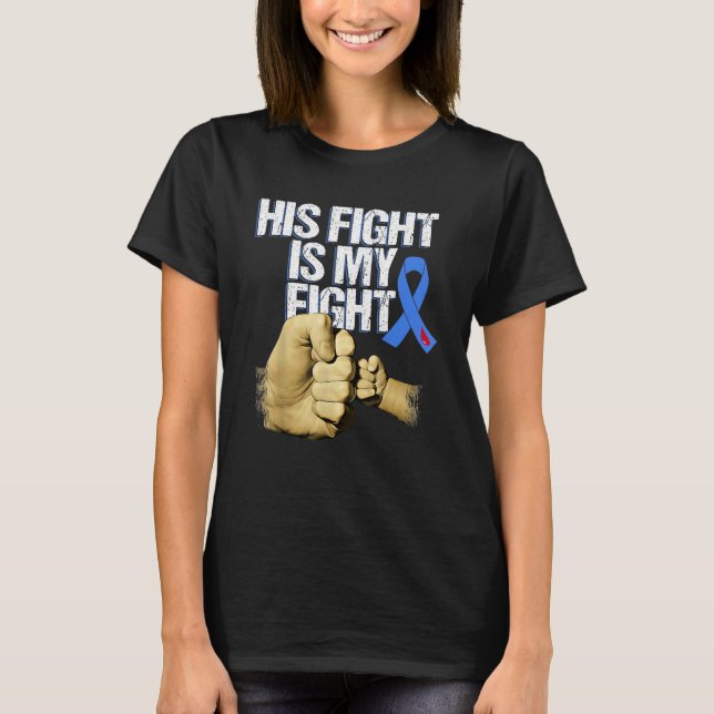 T1d Her Fight Is My Fight Diabetes Awareness Blue  T Shirt (Framsida)