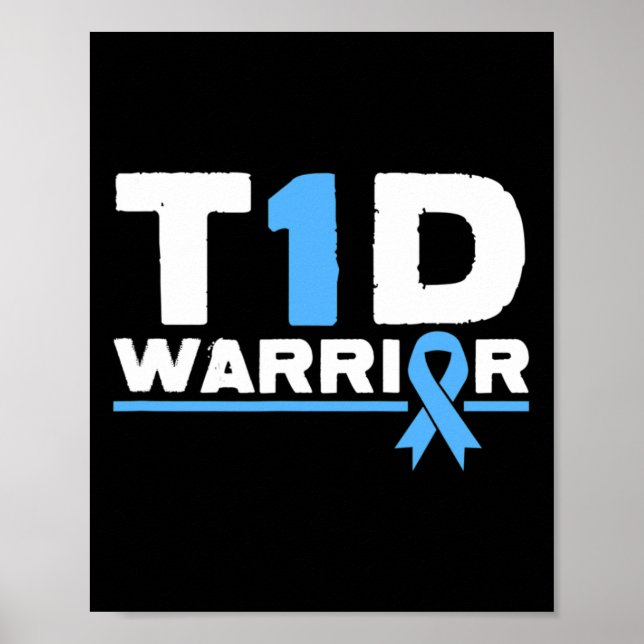 T1d Illamående Typ 1 Diabetiker Blu Poster (Framsidan)