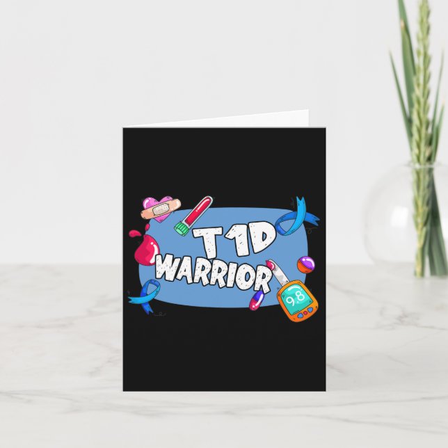 T1d Krigare Diabetes Typ 1 T1 Stöd  Kort (Framsida)