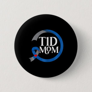 T1D Mamma Bästa diabetes typ 1 - medvetandehöjande Knapp
