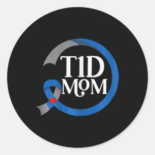 T1D Mamma Bästa diabetes typ 1 - medvetandehöjande Runt Klistermärke