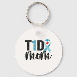 T1D Mamma Diabetes Awareness Ribbon Family Gift Nyckelring
