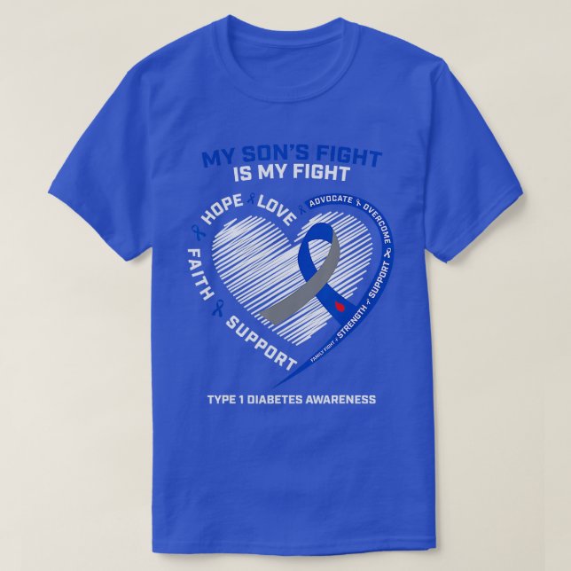 T1D Mamma Pappa: Mina soner bekämpar typ 1-diabete T Shirt (Design framsida)
