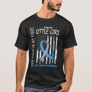 T1D Medvetenhet Little Girl Type One Diabetes Flag T Shirt
