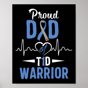 T1d Medvetenhet om diabetes Pappa typ 1 Insulin Pa Poster