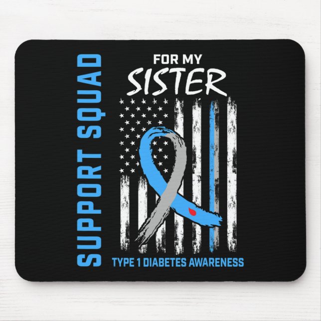 T1D Medvetenhet om USA-Flagga Diabetesmatchning av Musmatta (Framsidan)