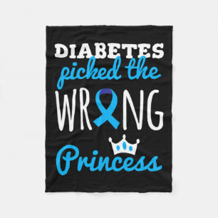 T1d Medvetenhet Princess Girls Diabetic Blue Ribbo Fleecefilt