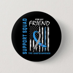 T1D Medvetenhet USA Flagga Friend Type 1 Diabetes Knapp