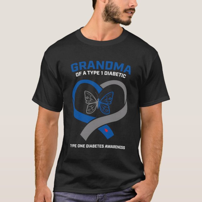 T1D mormor av typ 1 diabetes typ 1 T Shirt (Framsida)