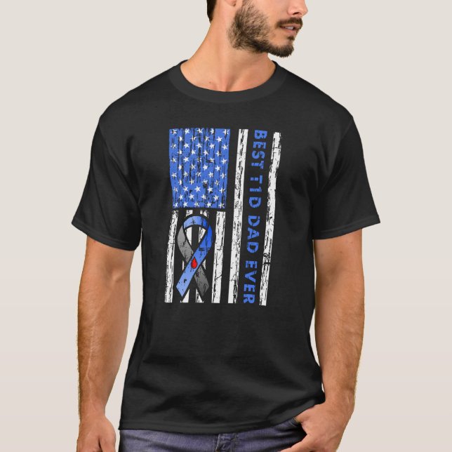 T1d Pappa Typ 1-diabetes Amerikanska Flagga T Shirt (Framsida)