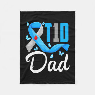 T1d pappa typ 1-diabetes medvetenhet blå grå band fleecefilt
