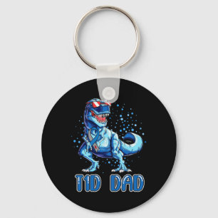 T1D Pappa Typ 1-diabetes Ribbon T Rex Dinosaur Boy Nyckelring
