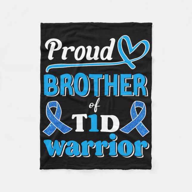 T1d Proud Brother Diabetes Awareness Blue Ribbon Fleecefilt (Framsidan)