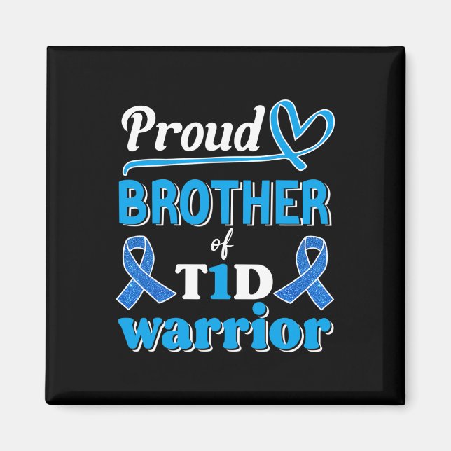 T1d Proud Brother Diabetes Awareness Blue Ribbon Magnet (Framsidan)