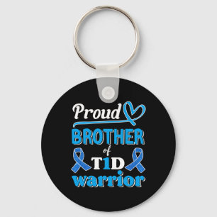 T1d Proud Brother Diabetes Awareness Blue Ribbon Nyckelring