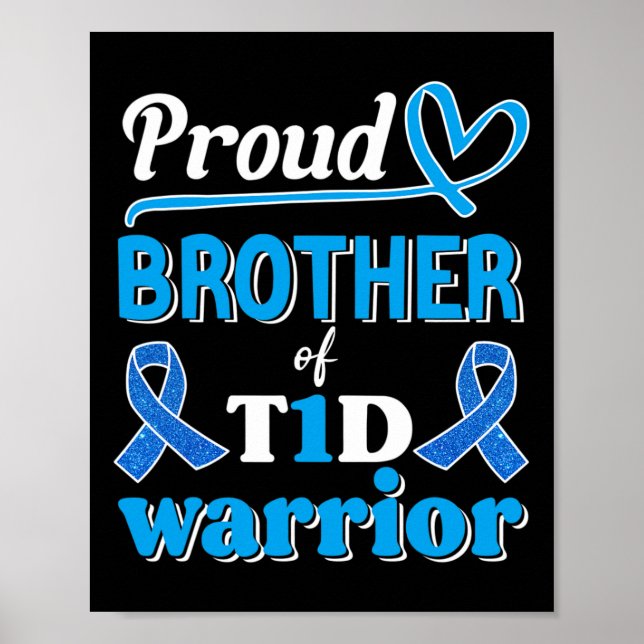 T1d Proud Brother Diabetes Awareness Blue Ribbon Poster (Framsidan)