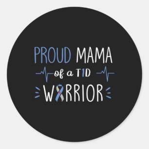 T1d Proud Mamma Diabetes Awareness Blue Ribbon Mon Runt Klistermärke