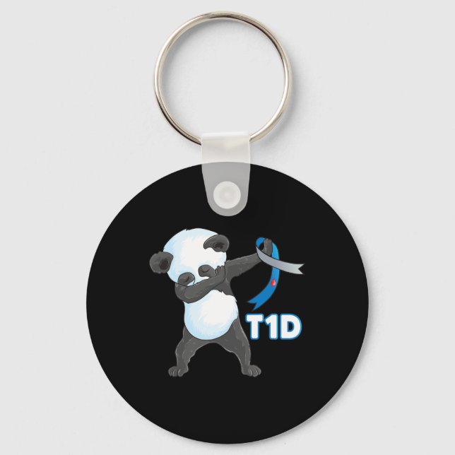 T1D Roligt Cute Dabbing panda typ 1 Diabetes Aware Nyckelring (Framsida)