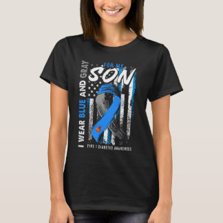 T1D Son Typ 1 En diabetesmedvetenhet American Fla T Shirt