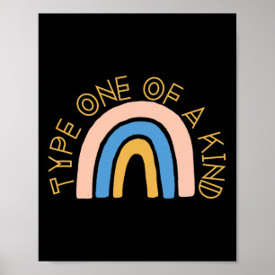 T1d Typ 1 av typ Diabetes Rainbow Awareness Poster
