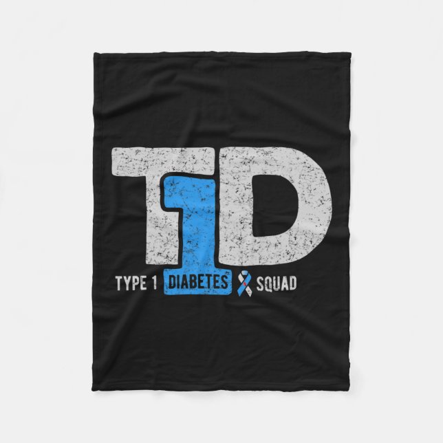 T1d Typ 1 Diabetes Squad Awareness Ribbon Gift Fleecefilt (Framsidan)