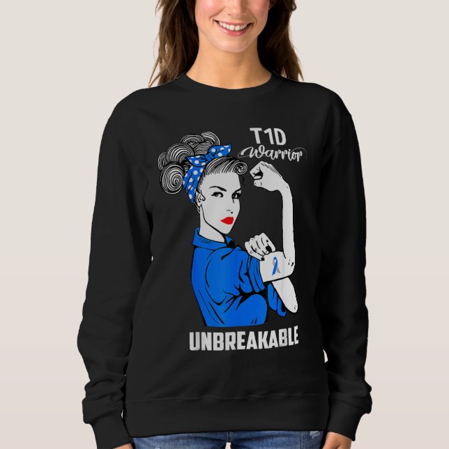 T1d Warrior Obrytable Proud Mamma Diabetes Awaren T Shirt (Framsida)