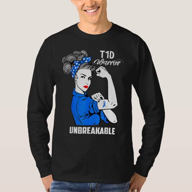 T1d Warrior Obrytable Proud Mamma Diabetes Awaren T Shirt (Framsida)