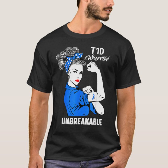 T1d Warrior Obrytable Proud Mamma Diabetes Awaren T Shirt (Framsida)