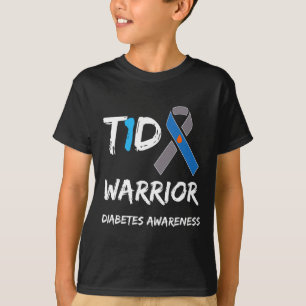 T1d Warrior Typ 1 Diabetes Medvetenhet Blått Band T Shirt