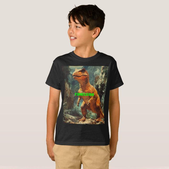 T1MELESS. T-Rex Retro Fantasy 70s T Shirt (Hel framsida)