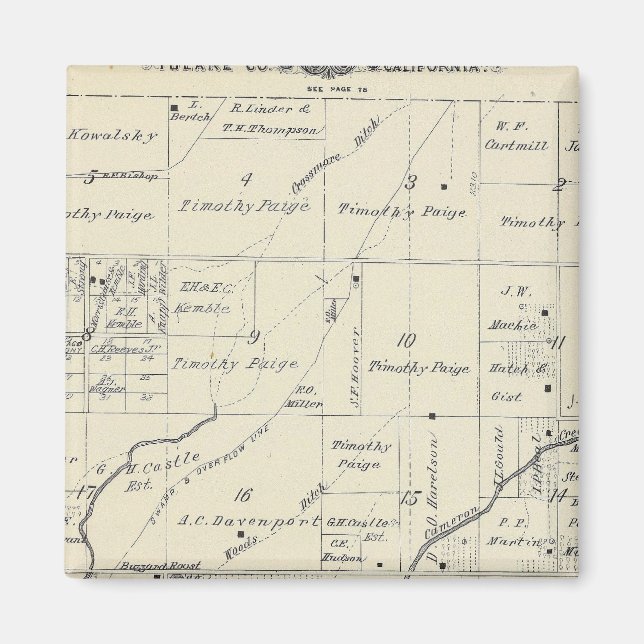 T20S R23E Tulare County Section Karta Magnet (Framsidan)
