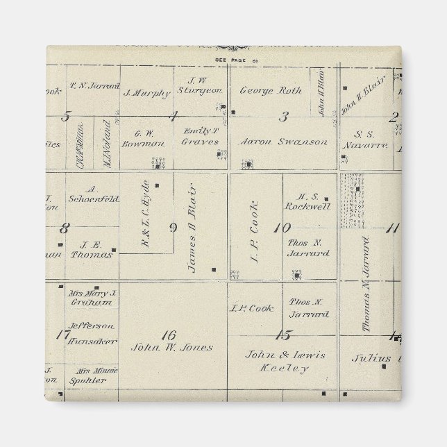T20S R26E Tulare County Section Karta Magnet (Framsidan)