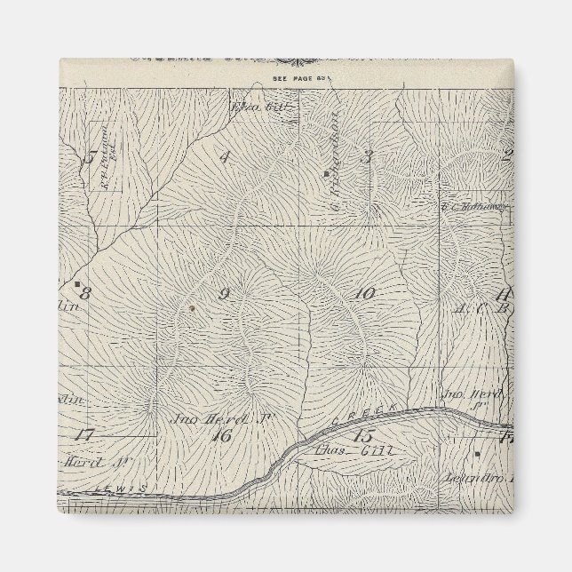 T20S R28E Tulare County Section Karta Magnet (Framsidan)