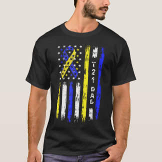 T21 Pappa Amerikansk Flagga Downs Syndrom T Shirt