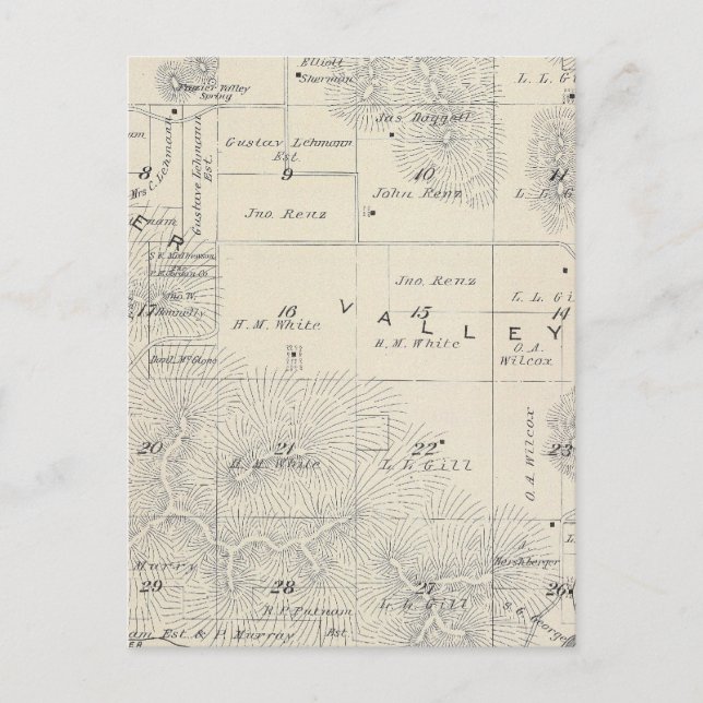 T21S R28E Tulare County Section Karta Vykort (Framsida)